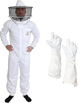 - Professional Bee Suit for Men and Women, Beekeeping Suit with Bee gloves, 100% Cotton Beekeeping Suits Outfit for Hobbyists, Backyard & Commercial keepers - Medium