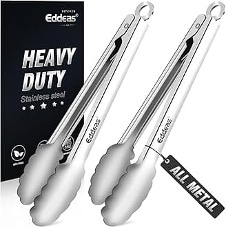 2PCS 9inch Tongs for Cooking - Heat Resistant 600 Degree Kitchen Tongs, Heavy Duty All Metal Food Tongs, Stainless Steel and Non-Slip handle, Salad, Grilling, Barbecue, Dishwasher safe