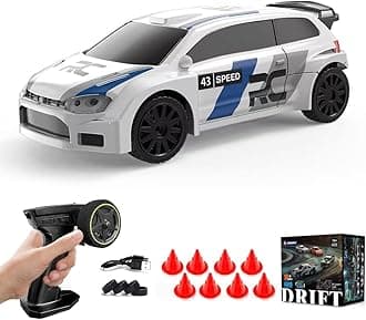 Tronikrc 1/43 Scale Mini Drift Cars, Electric Full Proportional 2.4G Remote Control Racing Drift Car Model with Lights Kit, 15KM/H High Speed Vehicle Gift for Adults