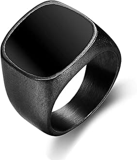 enhongMens Rings Stainless Steel Square Signet Rings for Men,Pinky Thumb Ring for Dad Father Jewelry Gift for Him,Men's Ring for Male