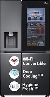 LG 630 L, Frost-Free, Inverter, Wi-Fi Convertible, InstaView Door-In-Door, Side-By-Side Refrigerator with Ice and Water Dispenser (GL-X257AMC3, Matte Black, Door Cooling+ with Hygiene Fresh+)