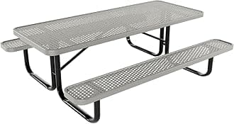 COATEDOUTDOORFURNITURE Heavy-Duty Portable Outdoor Kids Table, Punched Steel Kids Picnic Table, Commercial-Grade Picnic Table, Made in America (6ft Rectangular, Childrens, Gray)