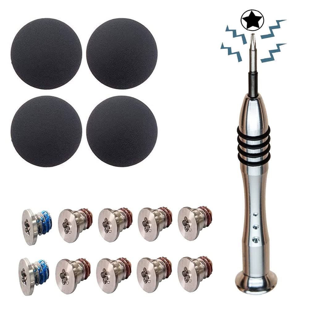 4 Pack Rubber Feet 10pcs Repair Replacement Screw Compatible with Mac Book Pro Retina A1425 A1502 A1398 13" 15" Bottom Case Screw Rubber Feet and Screwdriver Repair kit