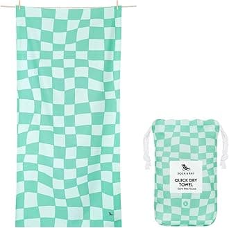Dock & Bay Beach Towel - Quick Dry, Sand Free - Compact, Lightweight - 100% Recycled - Includes Bag - Check Mate - Extra Large (200x90cm, 78x35)