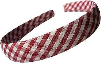 Gingham Hair Accessories for School Alice Band Slim Headband Scrunchy Clips (Burgundy BIG Gingham Check School Alice Headband 2cm wide)