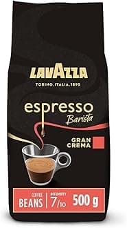 Espresso Barista Gran Crema, Drum Roasted Coffee Beans, Ideal for Espresso Coffee Machines, Aromatic Notes of Dried Fruit and Flowers, Arabica and Robusta, Intensity 7/10, Light Roast, 500 g