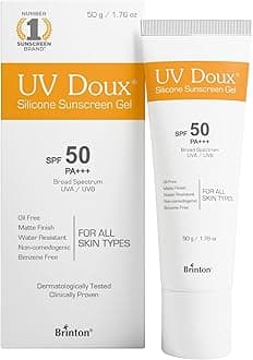 UV Doux Lightweight Sunscreen Gel with SPF 50 and PA+++ Broad Spectrum for Face & Body with No White Cast| Non Comedogenic, Paraben Free, Water Resistant | For All Skin Types, 50g