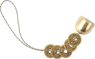 Chinese Feng Shui Bell Decor with 5 Good Luck Coins for Wealth and Healthy, Peace and Success, Copper Feng Shui Hanging Bell Wind Chime for Door, Home, Car Decor