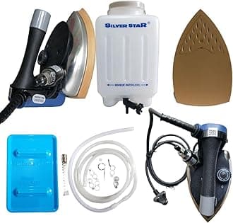 Gemsy Silver Star Steam 1800W 220V Industrial Steam iron with Teflon Shoes ES 300L, 4.0 L Water Tank - Heavy Duty for Professional Use