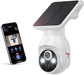 Kement 1080P Wireless Security Camera with Solar Panel, AI Human Detection, 2-Way Audio, Color Night Vision, Outdoor/Indoor Surveillance, 2.4G WiFi, Cloud Storage (White)