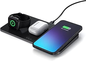 Trio Wireless Charger with Magnetic Pad – Qi Certified – Compatible with iPhone 17, 16, 15 to 12 Series, AirPods Pro 4/3, Apple Watch Series Ultra/SE
