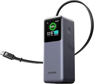 UGREEN Nexode Power Bank 20000mAh 165W with Built-in USB C Cable Laptop Travel Portable Charger, 100W Input, Fast Charging for MacBook Pro/Air/iPhone 17/16/iPad Pro/Galaxy S26 Ultra/Dell/HP and More