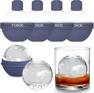 Large Ice Ball Molds, Whiskey Ice Mold, Ice Ball Maker Mold with Lids, Round Ice Cube, Easy Release Silicone Sphere Ice Cube Tray for Whiskey, Cocktails, Bourbon and Drinks - Set of 4 - Dark Blue