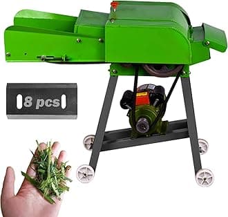 TXMACHINE® Hay Cutter Machine Electronic Grass Chaff Cutter Animal Feed Hay Crusher Straw Breaker with 2.2KW Motor 8 Blades 220V/50HZ (Green)