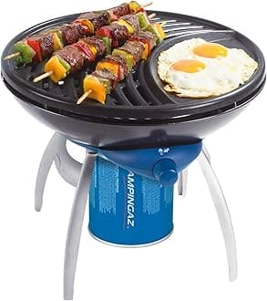 Party Grill, Camping Stove and Grill, All-in-One Portable Camping BBQ, with Griddle, Grid and Pan Support, Black