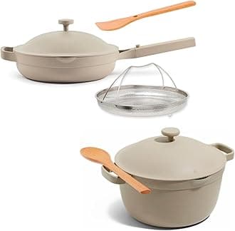 Cookware Duo - 7-Piece Set Including the Always Pan, Perfect Pot and Spatulas | Multifunctional, Toxin-Free Nonstick | Heat Safe up to 450°F | Oven, Stove, Induction Compatible | Steam