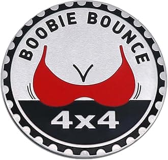 Booble Bounce Badge Rated Car Emblem, 4 x 4 3D Metal Car Badge Decals Stickers Round Emblem Decals, Universal Exterior Decorations Accessories Emblems Badge for Jeep Wrangler Vehicles Truck SUV RV