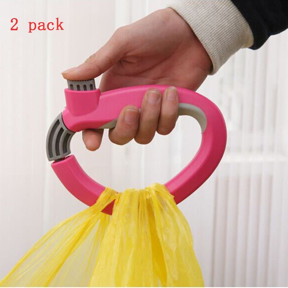 2 Pcs/pack Creative Oversized Load Retractable One Trip Grips Shopping Grocery Bag Holder Handle Carrier Lock Kitchen Tool Gadgets Ergonomic Design(Multicolor Random)