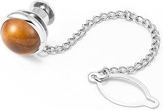 Tie Pins for Men Silver Tie Pins with Chain, Tie Tack Pins Brooch Personalized Wedding Business Gifts