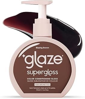 Glaze Supergloss Color Conditioning Gloss With Dispensing Pump – Hydrating Semi-Permanent Color Hair Gloss & Shine Boost – For Natural Medium to Dark Brown Hair – 6.4 Fl Oz - Blazing Brown