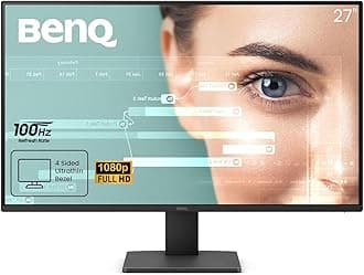 BenQ GW2791 27” 1080p FHD 100Hz IPS Eye-Care Monitor, HDMI, DisplayPort, 1080x1920, Ultra Slim Bezel, TUV-Certified, Flicker-Free, Low Blue Light Plus, Eye-CareU