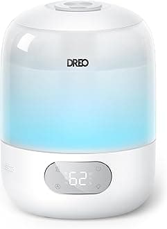 Dreo Humidifiers for Bedroom, 3L Top Fill 30H & 26dB Quiet Runtime for Large Room, Cool Mist Ultrasonic Humidifier with Humidity Sensor, Night Light for Home, Baby, Nursery, Plants, 360° Nozzle, White