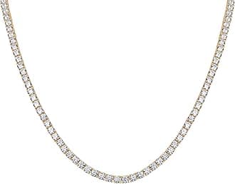 14K Gold Plated 3mm Simulated Diamond Tennis Necklace for Women | Tennis Chain | Chunky Long Gold Necklace for Women| Sizes 15" and 18"
