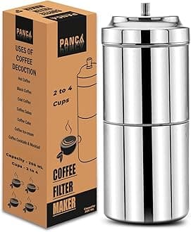PANCA Stainless Steel South Indian Filter Coffee Maker | Traditional Drip Coffee Decoction Maker for Hot & Cold Coffee (200ML)