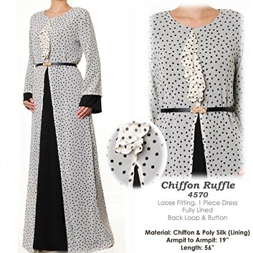 Islamic Dresses 4570 - Material: Chiffon & Poly Silk (Lining) Armpit to Armpit: 19" Length: 56"