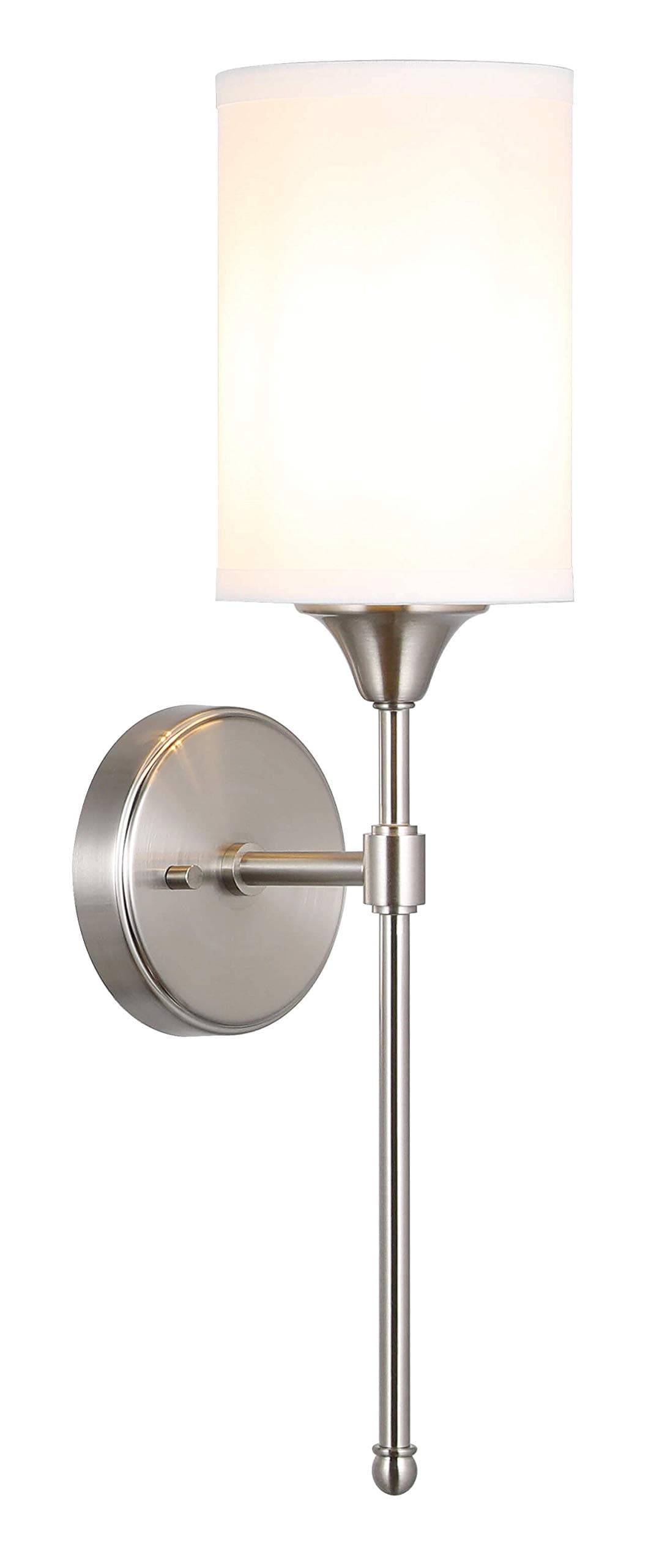 Wall Sconce Lighting, Modern 1 Light Bathroom Sconce Vanity Light with Fabric Shade Brushed Nickel Finish for Corridor Bedroom & Living Room XB-W1260-BN