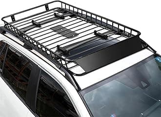 TANGZON Steel Roof Rack Basket, Universal Luggage Cargo Carrier with Wind Fairing, Rooftop Luggage Holder for Car SUV & Truck (113KG Capacity，162 x 99 x 15cm)