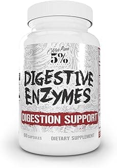 Rich Piana Digestive Enzymes w/Vitamin B Complex | Enzymes for Protein, Carb, Fat, Fiber & Lactose Breakdown | Betaine, Bromelain, Papain (Papaya), Lipase, Lactase, 60 Veg Caps (30 Svgs)