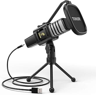 TONOR USB Microphone, Condenser Computer PC Mic with Tripod Stand, Metal,Pop Filter, Shock Mount for Gaming,Streaming,Podcasting,YouTube, Voice Over,Skype, Twitch,Compatible with Laptop Desktop, TC30