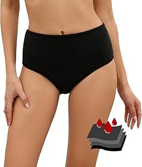 Period Swimwear Leakproof Bikini Bottoms Black High Waisted Coverage Swimsuit Bottom for Girls Teens Women