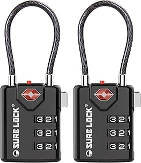 SURE LOCK TSA Compatible Travel Luggage Locks, Inspection Indicator, Easy Read Dials - 2 pack