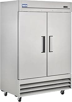 Kratos Commercial 2 Door Solid Reach-in Refrigerator, 49 Cu. Ft., 54" Wide, Stainless Steel Exterior and Interior, Self-Closing Doors, Refrigerator for Restaurants (67K-002)