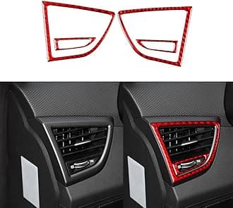Car Dashboard Air Vent Outlet Premium Real Carbon Fiber Sticker Decal Compatible with Hyundai Veloster 2012 2013 2014 2015 2016 2017 Red Accessories