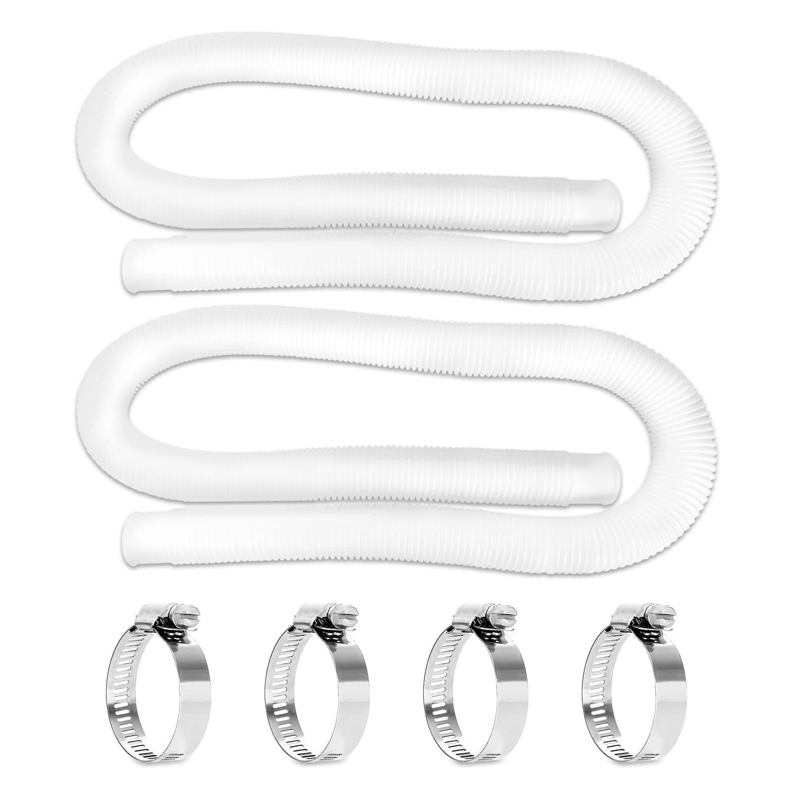 Pool Hoses for Above ground Pool - 1.5” x 59” Hose for In tex Skimmer Pump, Pump Hoses Tubes for Sand Filter, 2 Pack with 4 Hose Clamps