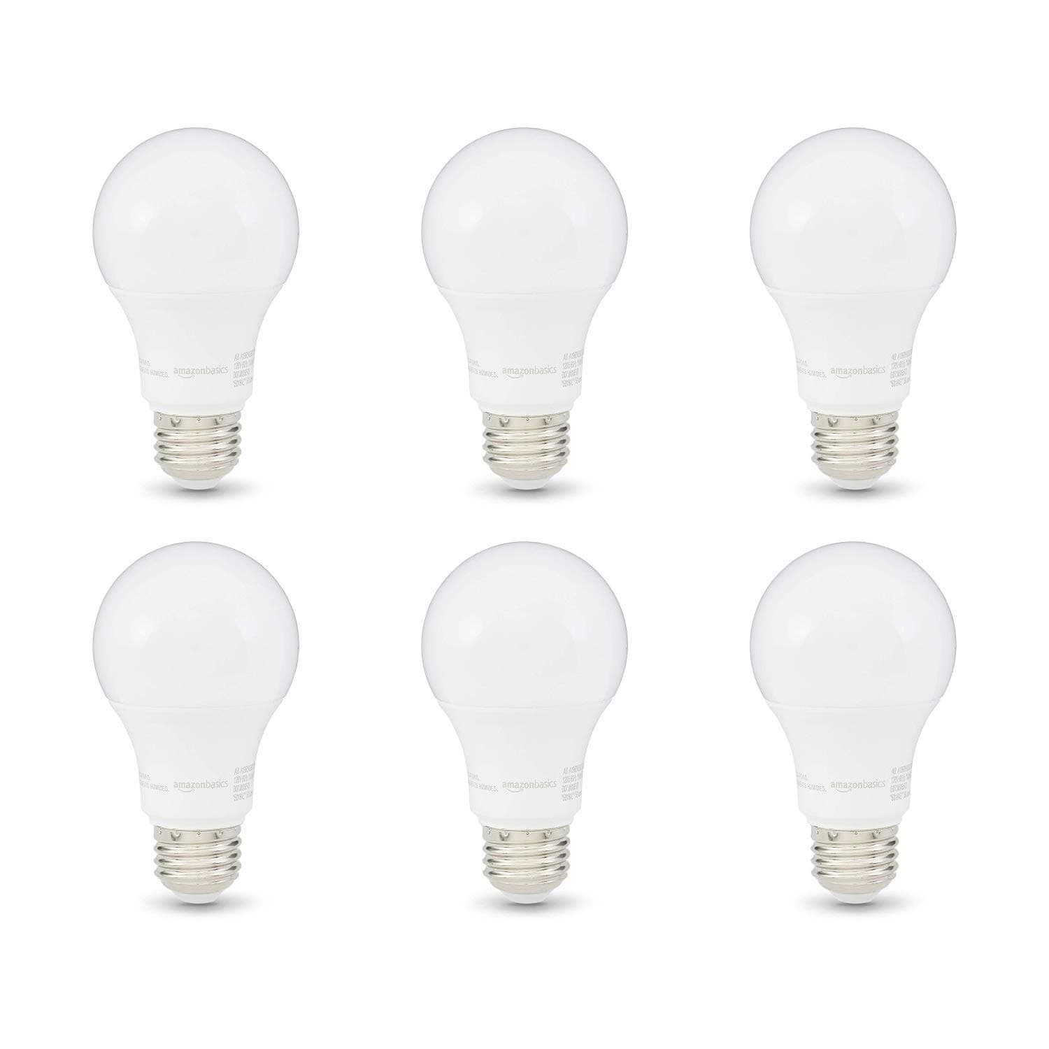A19 LED Light Bulbs, 60 Watt Equivalent, Energy Efficient 9W, E26 Standard Base, Soft White 2700K, Dimmable, 10,000 Hour Lifetime , 6-Pack
