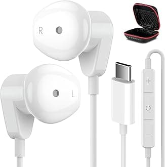 USB C Headphones for iPad Pro/iPhone 17 16 15 Pro Max Air HiFi Stereo USB-C Wired Earbuds Microphone Volume Control Type C Earphone for Samsung S26 S25 S24 S23 Ultra S22 S21 Note 20 Pixel 10 9 8 7 6 5