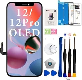 for iPhone 12/12 PRO OLED Screen Replacement 6.1 Inch [NOT LCD] Screen with Clamp Suction Cup 3D Touch Display Digitizer Screen Assembly with Repair Tools Tempered Glass Waterproof Adhesive