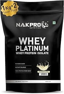 NAKPRO Platinum Whey Protein Isolate | 28g Protein, 6.36g BCAA | Easy Mixing, Low Carbs, Easy Digesting Whey Protein Supplement Powder (2 Kg, Milk Masala)