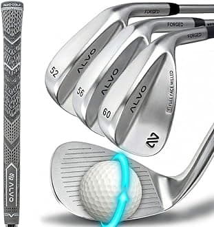 ALVO GOLF - Premium Full Face Golf Wedges, Golf Wedge Set and Singles, 3 Wedges 52/56/60/70 Degree,Lob,Gap,Sand Golf Club for Men, Premium Grip, Right Hand, max Spin