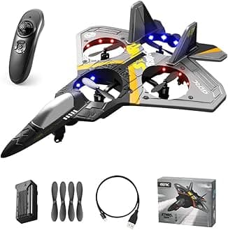 Remote Control Plane RC Airplanes, Remote Control Drone for Kids and Beginne, Easy to Fly and Hover, RC Quadcopter Fighter Jet with 360° Flip, LED Light Indication, 2 Blade Propellers