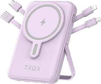 Wireless Portable Charger 10000mAh,Magnetic Power Bank with Built-in Cables LED Display,22.5W PD Fast Charging for Magsafe Battery Pack Compatible with iPhone16/15/14/13/12/Pro/Pro Max(Purple)