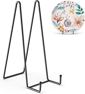 HONGYUTAI 3 Pack 12 Inch Plate Stands for Display Picture - Vinyl Table Top Display, Decorative Metal Frame Holders for Book , Photo and Platter, Tabletop Art, Black