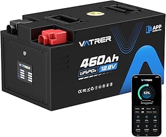 12.8V 460Ah Low Temp Cutoff LiFePO4 RV Battery, APP Monitoring, Built-in 250A BMS, Max. 3200W Load Power, 5880Wh Usable Energy, 5000+ Cycles Lithium Battery, Perfect for RV, Motorhomes