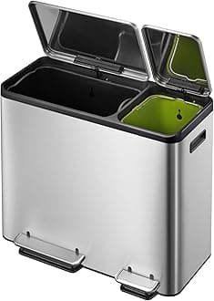 EKORecycling Bin, Stainless Steel, Stainless Steel Matt, 32.1 x 60.5 x 49.2 cm