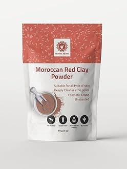 Moroccan Red Mask Powder 114g / 4oz | For Face, Body, Hair, Soap Making, and Spa Use | Cosmetic Grade Powder for Men & Women by Hebhac Herbals