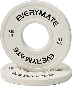 EVERYMATE Change Weight Plates 1.25LB 2.5LB 5LB Set - Fractional Olympic Bumper Plates for Cross Training - Steel Insert Strength Training Plates